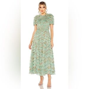 Mac Duggal 8014 Ruffled Short Sleeve A-line Dress